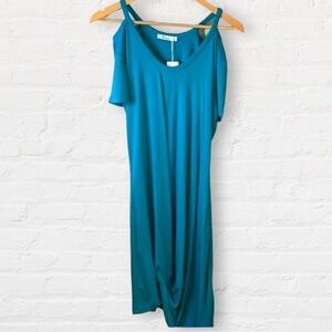 Wekili T-Shirt dress Caribbean blue color cold shoulder new with tags